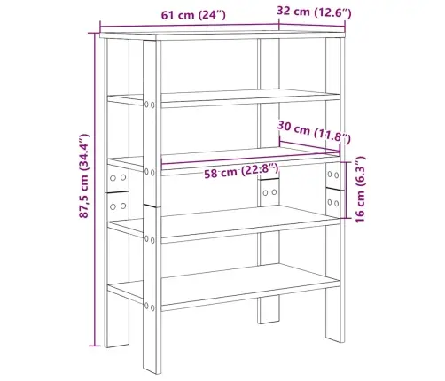 Apavu Plaukts Melns 61X32X87,5 Cm Inženierijas Koks Vidaxl
