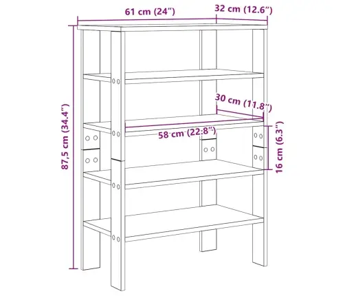 Apavu Plaukts Ozola Krāsa 61X32X87,5 Cm Inženierijas Koks Vidaxl