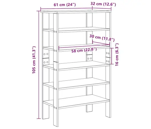 Apavu Plaukts Betona Pelēks 61X32X105 Cm Inženierijas Koks Vidaxl