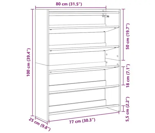 Apavu Plaukts Betona Pelēks 80X25X100 Cm Inženierijas Koks Vidaxl