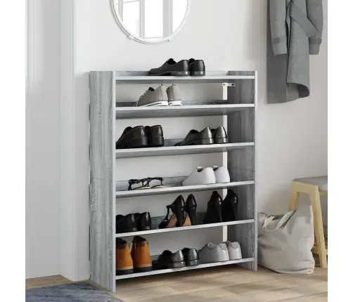 Apavu Plaukts Pelēka Ozola 80X25X100 Cm Inženierijas Koks Vidaxl