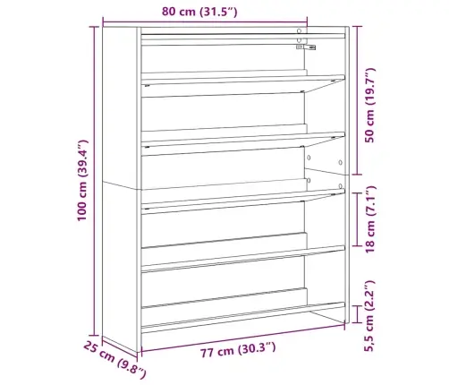 Apavu Plaukts Pelēka Ozola 80X25X100 Cm Inženierijas Koks Vidaxl