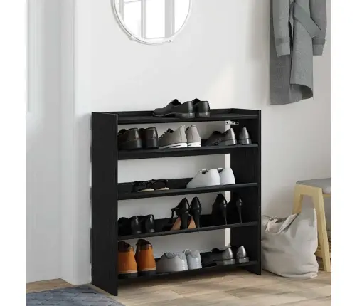 Apavu Plaukts Melns 80X25X81 Cm Inženierijas Koks Vidaxl