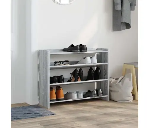 Apavu Plaukts Pelēka Ozola 80X25X62 Cm Inženierijas Koks Vidaxl