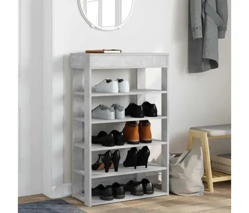 Apavu Plaukts Betona Pelēks 60X30X98 Cm Inženierijas Koks Vidaxl