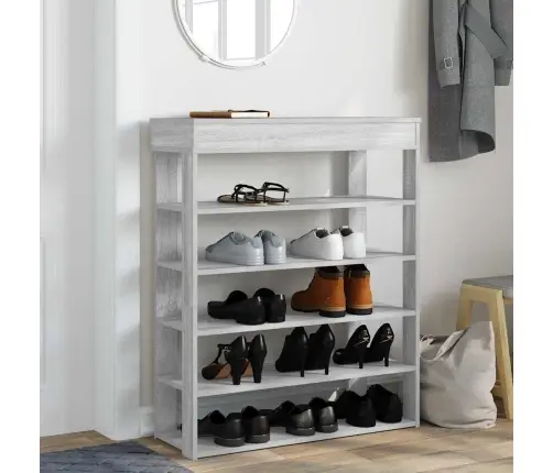 Apavu Plaukts Pelēka Ozola 80X30X98 Cm Inženierijas Koks Vidaxl