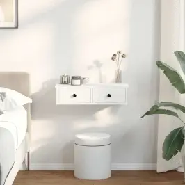 Sienas Plaukts Ar Atvilktnēm, Balts, 60X28X15Cm, Skaidu Plāksne Vidaxl