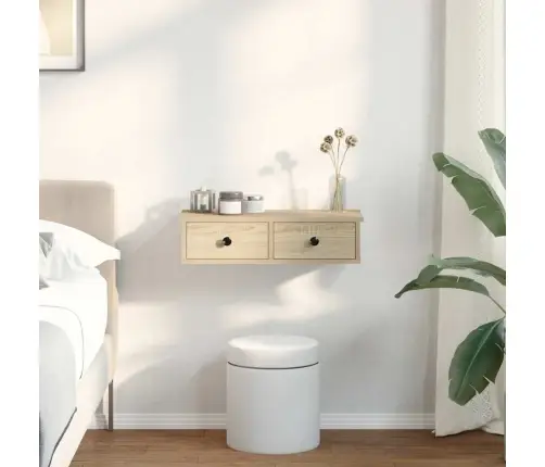 Sienas Plaukts Ar Atvilktnēm, Ozolkoka, 60X28X15Cm Vidaxl