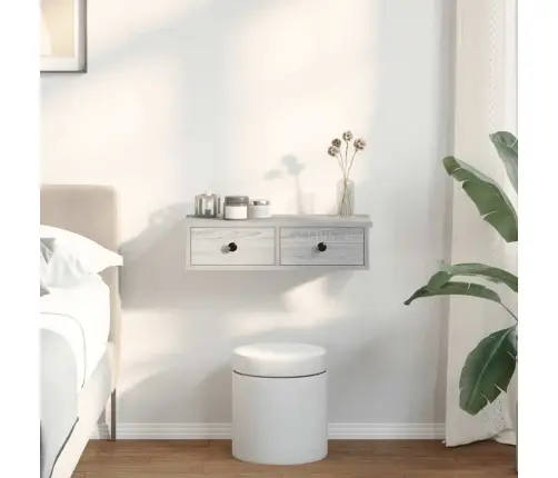 Sieninė Lentyna Su Stalčiais, Pilka Ąžuolo, 60X28X15Cm