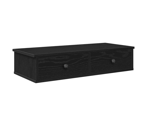 Sienas Plaukts Ar Atvilktnēm Melns 80X34X17Cm Inženierijas Koks Vidaxl