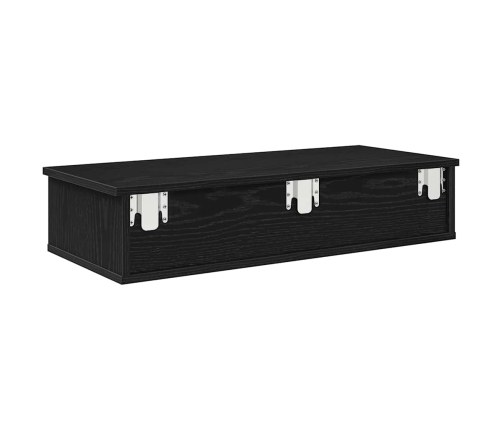 Sienas Plaukts Ar Atvilktnēm Melns 80X34X17Cm Inženierijas Koks Vidaxl