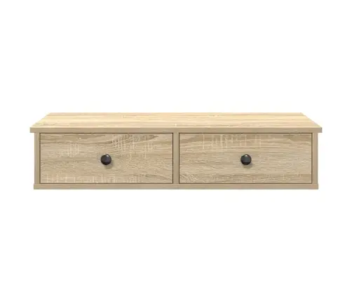 Sienas Plaukts Ar Atvilktnēm Ozolkoka 80X34X17 Cm Vidaxl