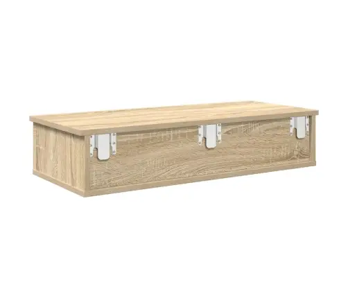Sienas Plaukts Ar Atvilktnēm Ozolkoka 80X34X17 Cm Vidaxl