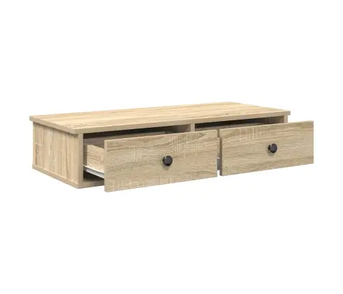 Sienas Plaukts Ar Atvilktnēm Ozolkoka 80X34X17 Cm Vidaxl