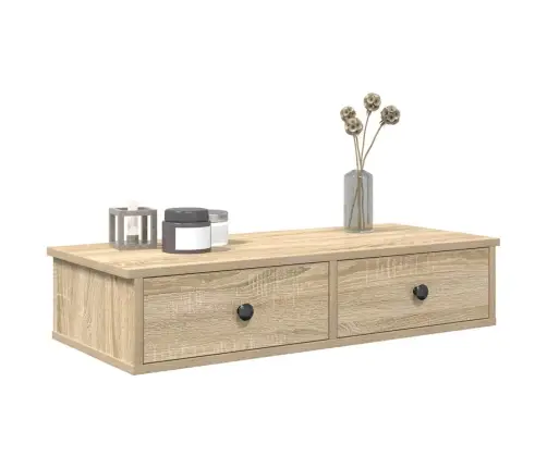 Sienas Plaukts Ar Atvilktnēm Ozolkoka 80X34X17 Cm Vidaxl