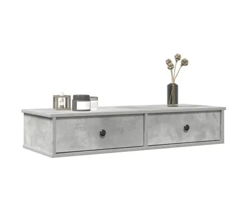 Sienas Plaukts Ar Atvilktnēm Betona Pelēks 100X37,5X19 Cm Vidaxl