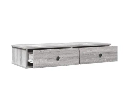 Sienas Plaukts Ar Atvilktnēm Pelēka Ozola 100X37,5X19 Cm Vidaxl