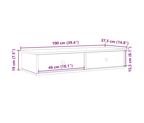 Sienas Plaukts Ar Atvilktnēm Veca Koka 100X37,5X19 Cm Vidaxl