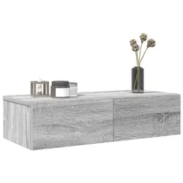 Sienas Plaukts Ar Atvilktnēm Pelēka Ozola 60X26,5X15 Cm Vidaxl