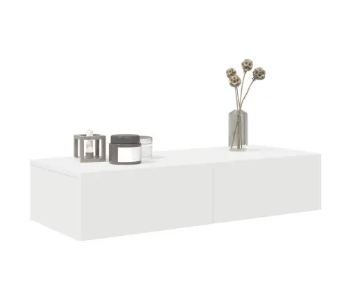 Sienas Plaukts Ar Atvilktnēm Balts 80X33X17 Cm Vidaxl