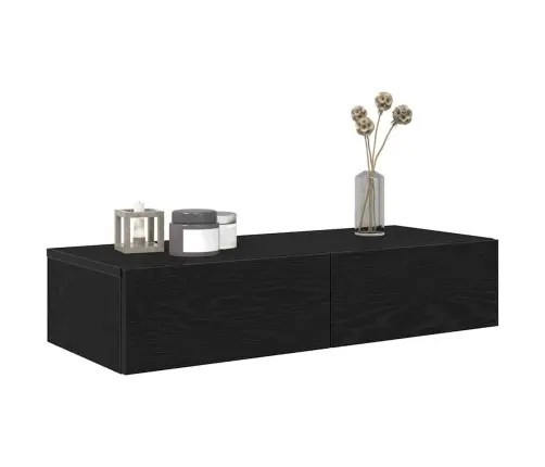 Sienas Plaukts Ar Atvilktnēm Melns 80X33X17 Cm Vidaxl