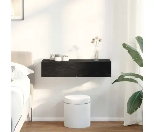 Sienas Plaukts Ar Atvilktnēm Melns 80X33X17 Cm Vidaxl