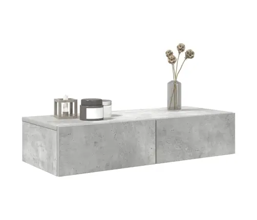 Sienas Plaukts Ar Atvilktnēm Betona Pelēks 80X33X17 Cm Vidaxl