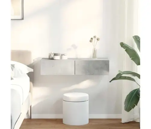 Sienas Plaukts Ar Atvilktnēm Betona Pelēks 80X33X17 Cm Vidaxl