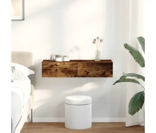 Sienas Plaukts Ar Atvilktnēm Ozolkoka 80X33X17 Cm Vidaxl