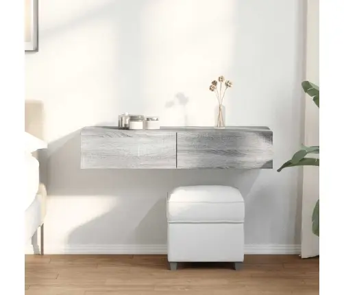 Sienas Plaukts Ar Atvilktnēm Pelēka Ozola 100X36X19 Cm Vidaxl