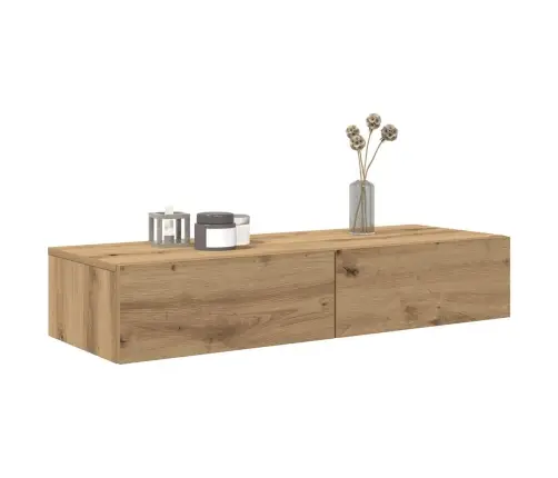 Sienas Plaukts Ar Atvilktnēm Koka Krāsā 100X36X19 Cm Vidaxl