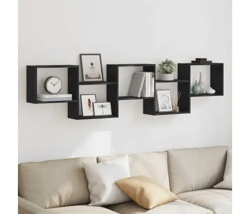 Sienas Plaukts, 5 Nodalījumi, Melns, Skaidu Plāksne Vidaxl