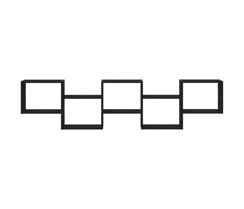 Sienas Plaukts, 5 Nodalījumi, Melns, Skaidu Plāksne Vidaxl