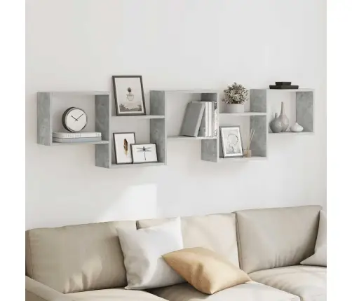 Sienas Kuba Plaukts 5Nodalījumi Betons Pelēks Inženierijas Koks Vidaxl