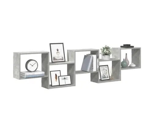 Sienas Kuba Plaukts 5Nodalījumi Betons Pelēks Inženierijas Koks Vidaxl