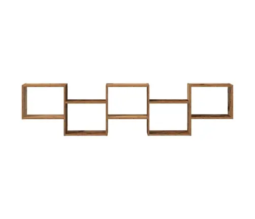 Sienas Plaukts, 5 Nodalījumi, Veca Koka, Skaidu Plāksne Vidaxl