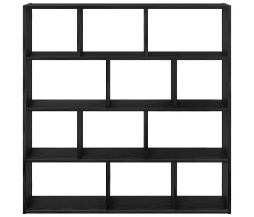 Sienas Plaukts, 12 Nodalījumi, Melns, Skaidu Plāksne Vidaxl