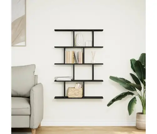 Sienas Plaukts, 12 Nodalījumi, Melns, Skaidu Plāksne Vidaxl