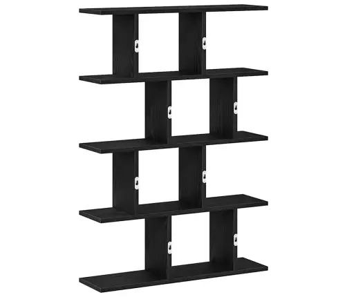 Sienas Plaukts, 12 Nodalījumi, Melns, Skaidu Plāksne Vidaxl