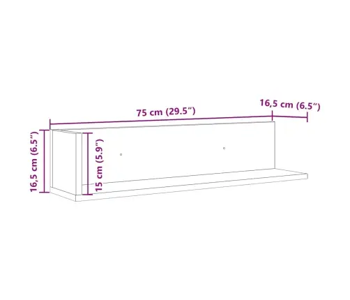 Seinariiulid 2 Tk Valget 75X16,5X16,5 Cm Ehituspuit