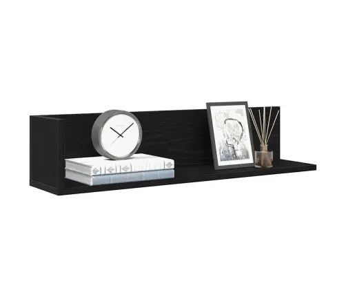 Sienas Plaukti, 2 Gab., 75X16,5X16,5 Cm, Melns, Skaidu Plāksne Vidaxl