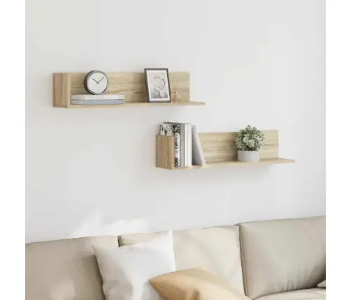 Sienas Plaukti 2 Gab. Ozola 75X16,5X16,5 Cm Inženierijas Koks Vidaxl