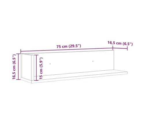Seinariiulid 2 Tk, Betoonhall, 75 X 16,5 X 16,5 cm Tehispuit