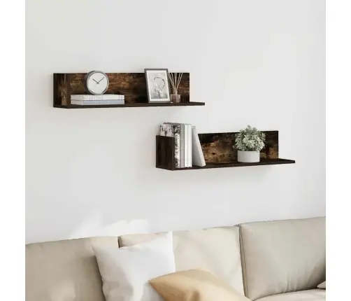 Sienas Plaukti, 2 Gab., 75X16,5X16,5 Cm, Inženierijas Koks Vidaxl