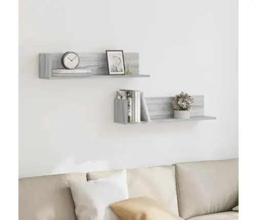 Sienas Plaukti, 2 Gab., 75X16,5X16,5 Cm, Inženierijas Koks Vidaxl