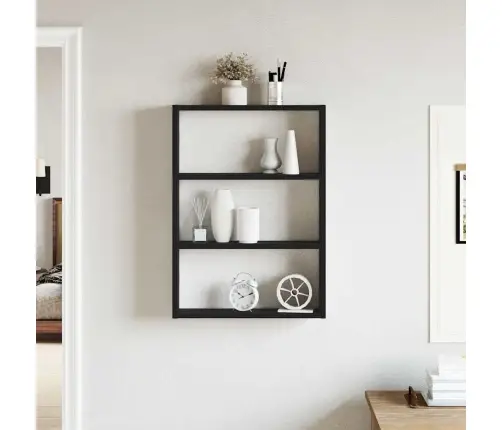 Sienas Plaukts, Melns, 43X9X60 Cm, Inženierijas Koks Vidaxl