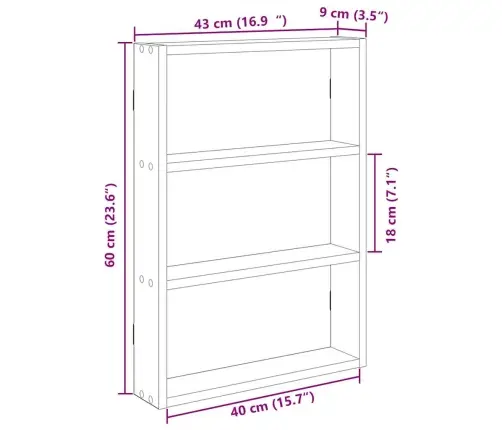 Seinariiul, Hall Sonoma Tamm, 43 X 9 X 60 cm Tehispuit Seinariiul, Hall Sonoma Tamm, 43 X 9 X 60 cm Tehispuit