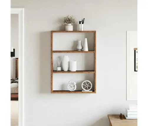 Sienas Plaukts, Veca Koka, 43X9X60 Cm, Inženierijas Koks Vidaxl