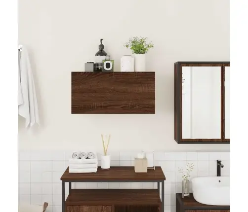 Vannitoa Seinakapp, Pruun Tamm, 60 X 25 X 30cm Tehispuit
