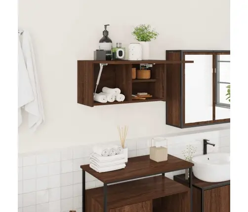 Vannitoa Seinakapp, Pruun Tamm, 60 X 25 X 30cm Tehispuit